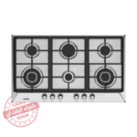 بوتاجاز سيمفر بلت إن غاز 6 شعلات - 90 سم - ستانلس ستيل، اشعال ذاتي، أمان كامل، شعلات ووك - موديل - H9605WGWIM