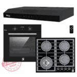 طقم بيورتي بلت إن ـ مسطح 60 كريستال أسود 4 عين غاز حوامل زهر HPT603G - فرن غاز ديجيتال بشواية غاز موديل OPT602GGD - شفاط أسود مسطح موديل PTSLIM 60 BL