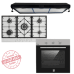 طقم مطبخ بيورتي بلت إن - بوتجاز غاز من بيورتي 5 شعلات حوامل زهر ثقيلة موديل HPT906S + شفاط مسطح موديل 90cm PIATTA + فرن غاز تركي مقاس 60 سم موديل OPT601GG