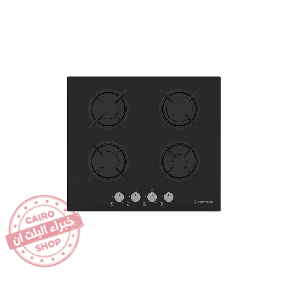 S607RBS مسطح غاز إيكوماتيك بلت إن – 60 سم – 4 شعلات – كريستال أسود – موديل – S607RBS - الصورة 1