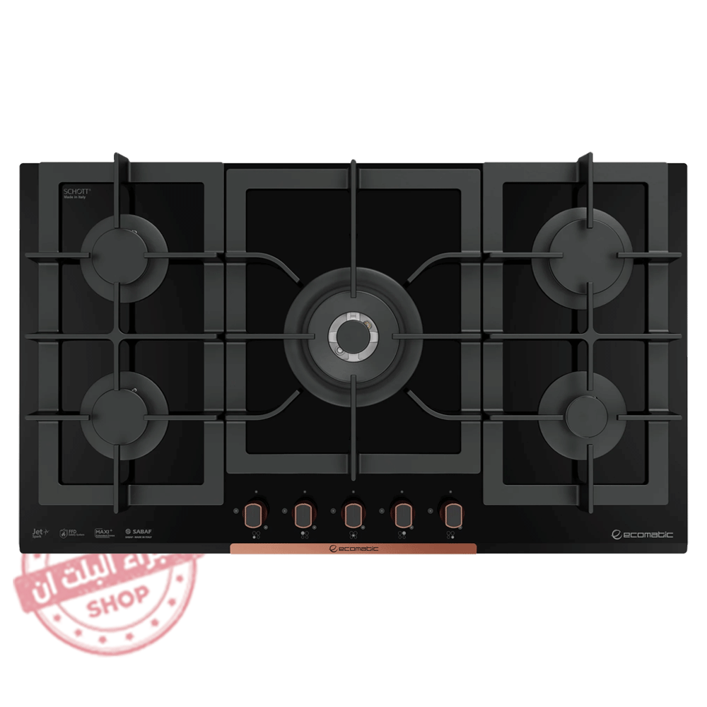 S937XLC مسطح غاز بلت إن إيكوماتيك – 92 سم – 5 شعلات كريستال أسود SCHOTT – إشعال أوتوماتيك – موديل – S937XLC - Image 1