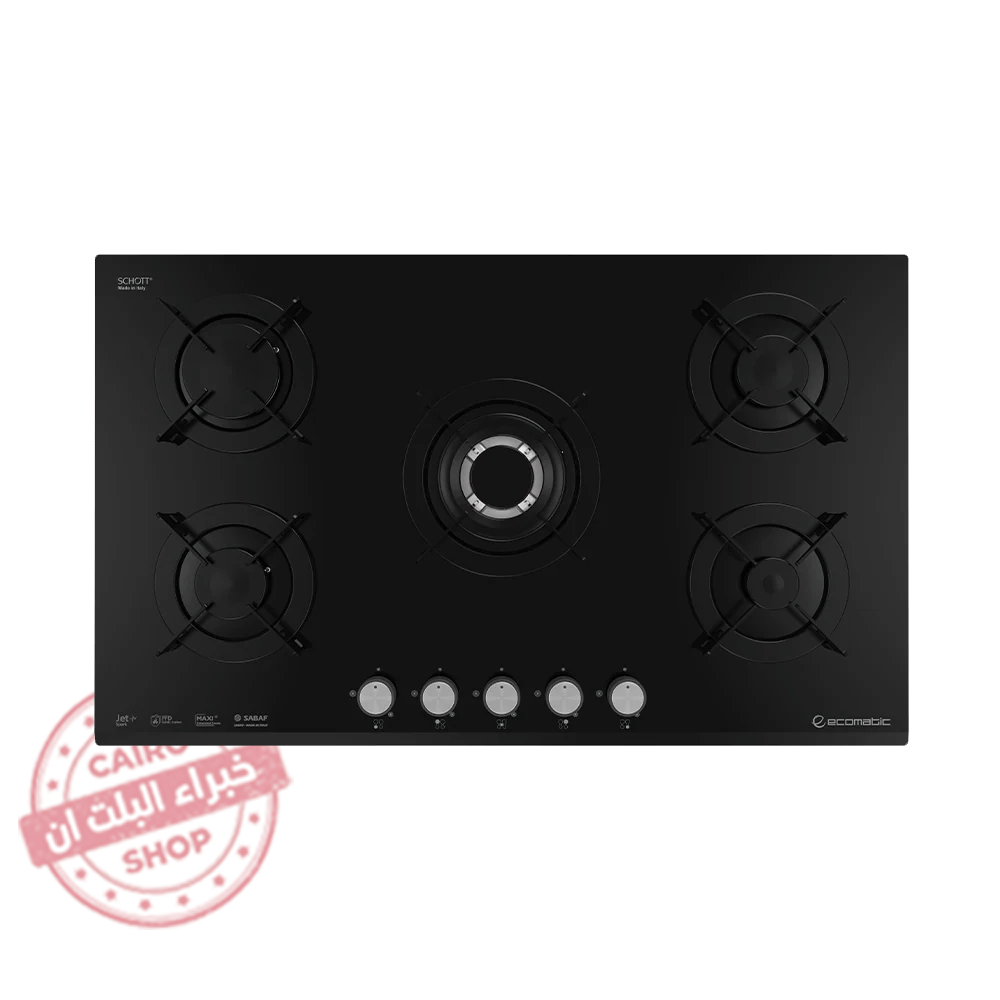 S947CMC مسطح غاز إيكوماتيك بلت إن – 90 سم – 5 شعلات – كريستال أسود – موديل – S947CMC - Image 1